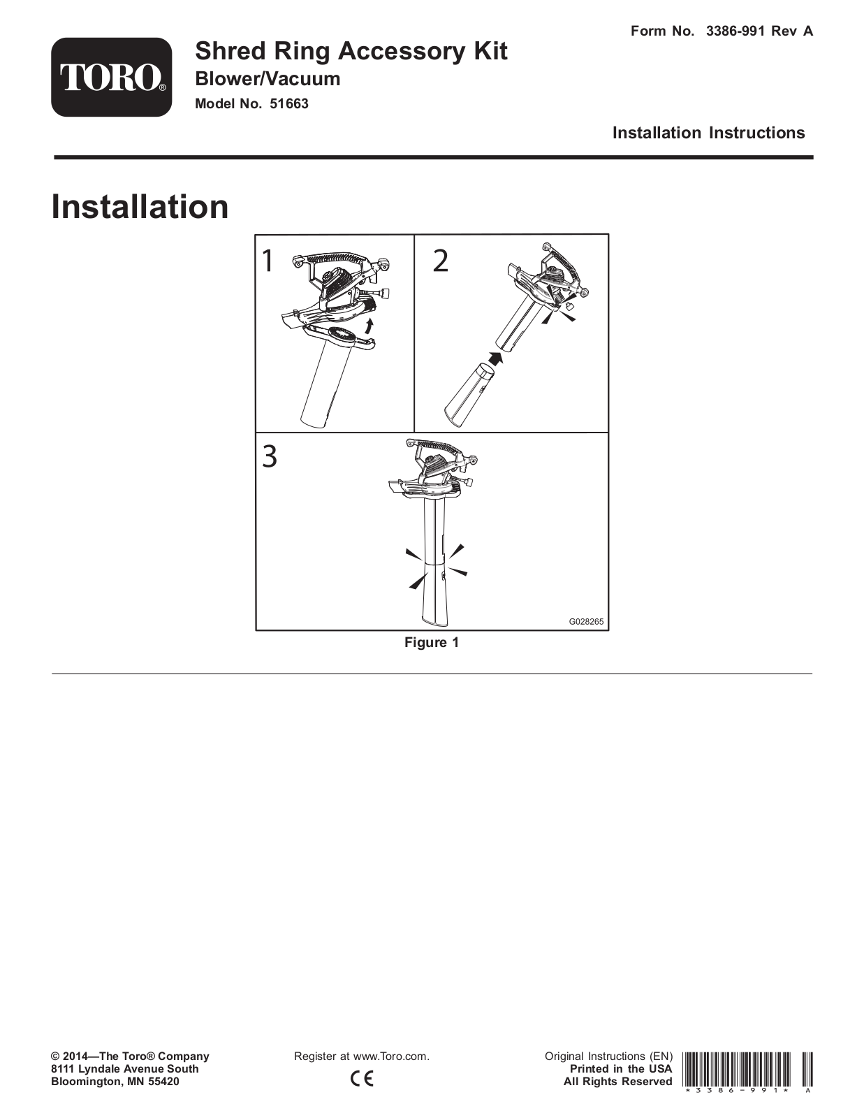 Toro 51663 Installation Instructions