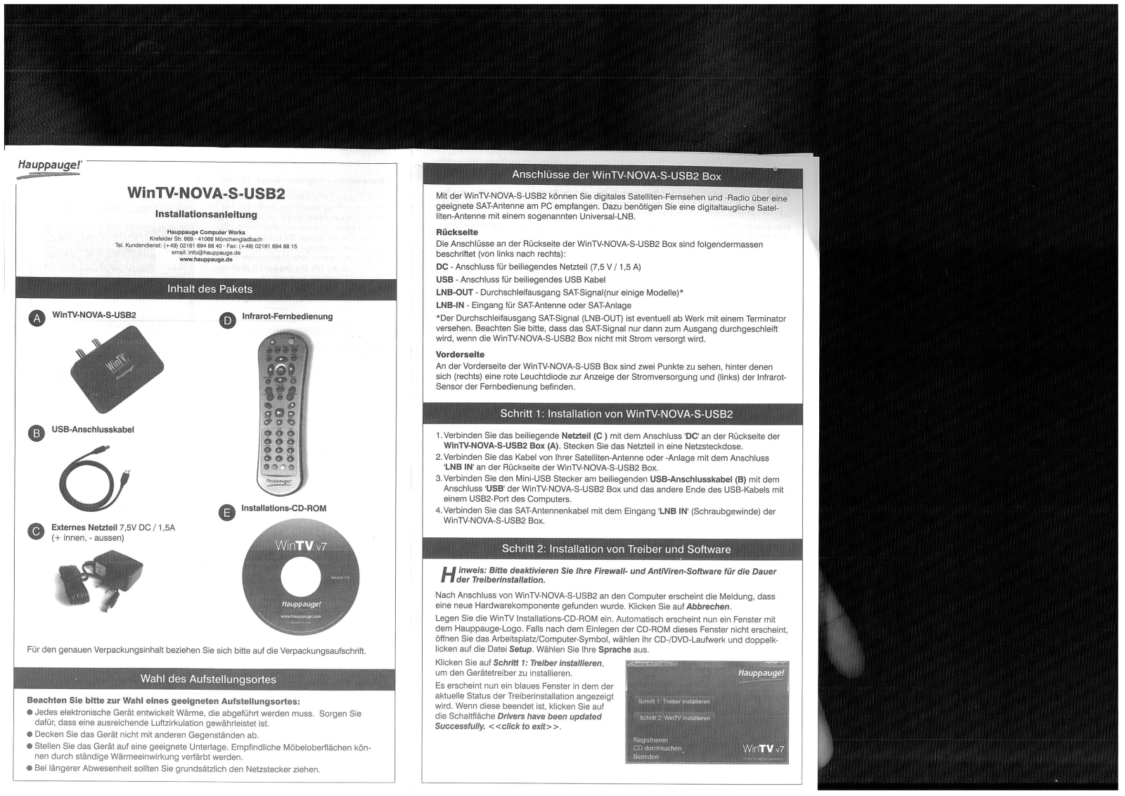 Hauppauge WinTV-Nova-S-USB2 Installation