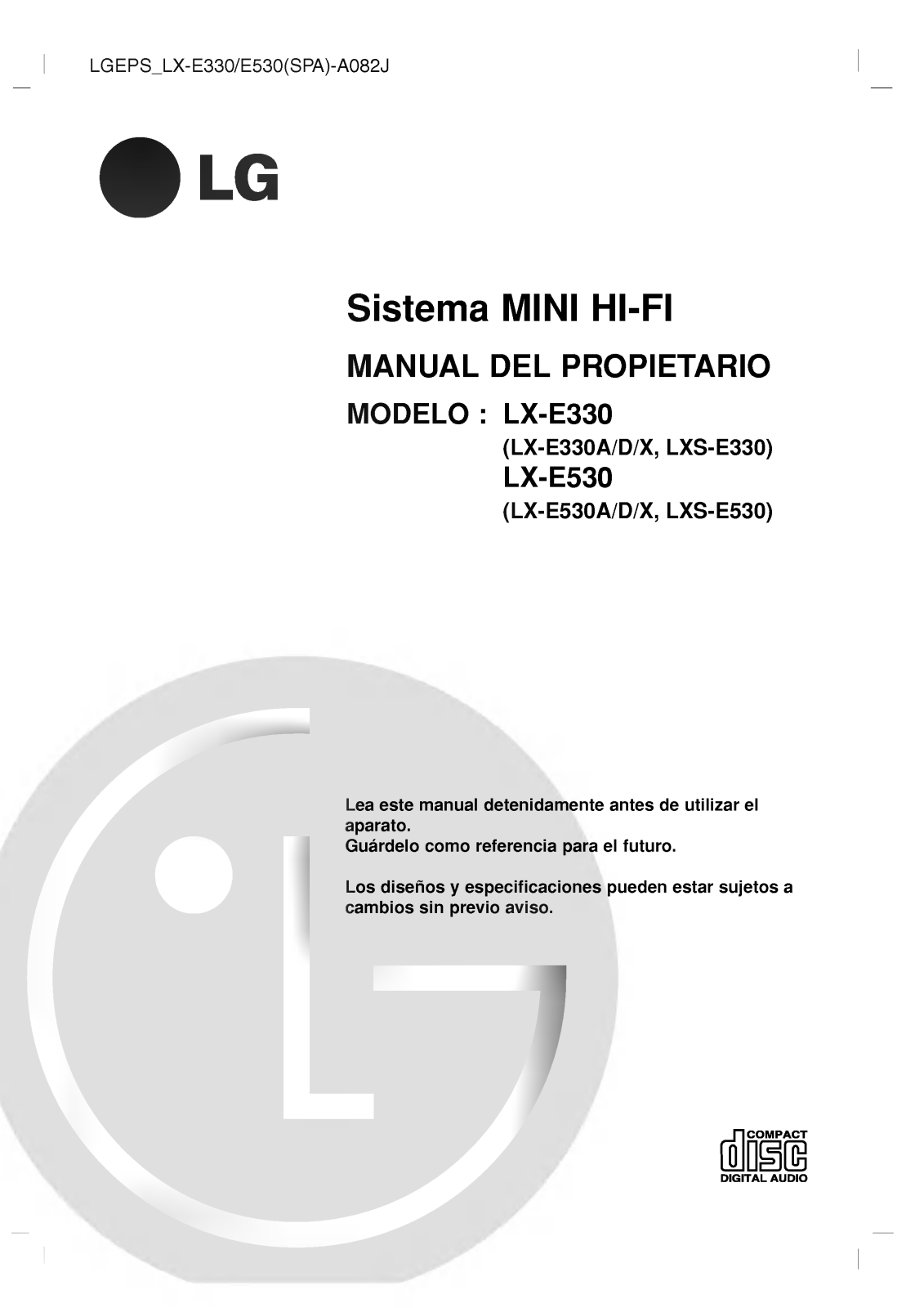 LG LX-E530A Owner's manual