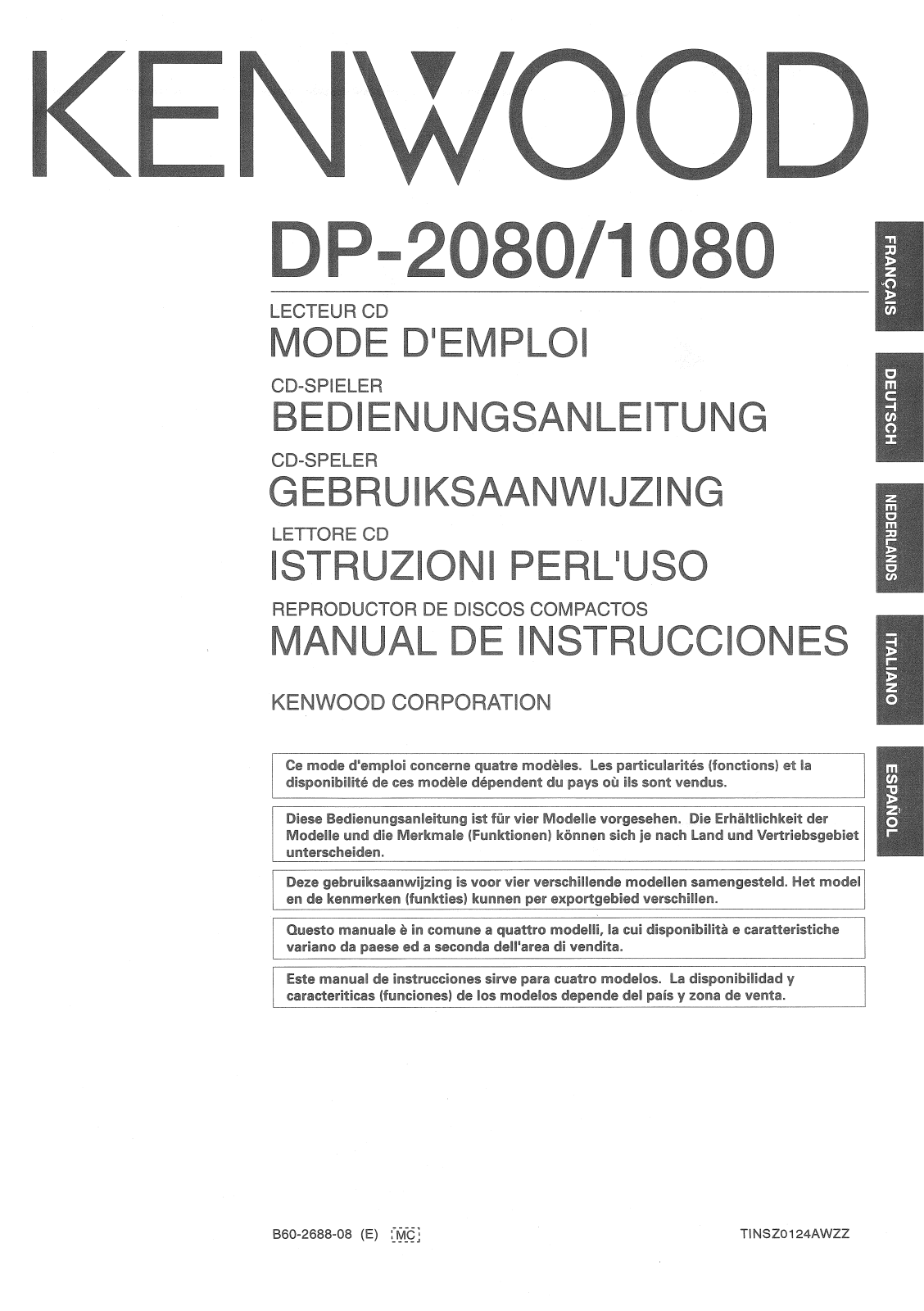 Kenwood DP-1080, DP-2080 User Manual