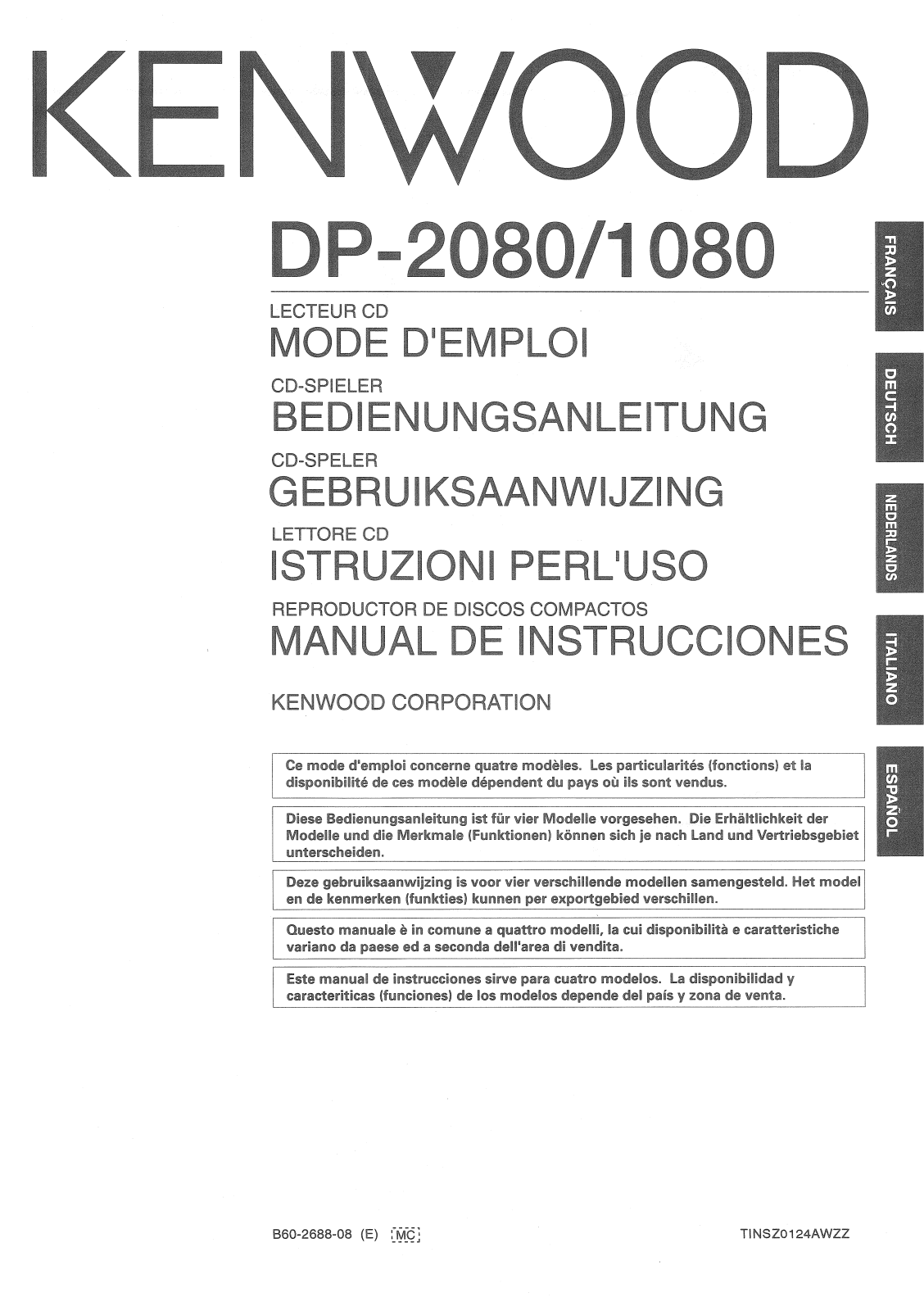 Kenwood DP-1080, DP-2080 Manual