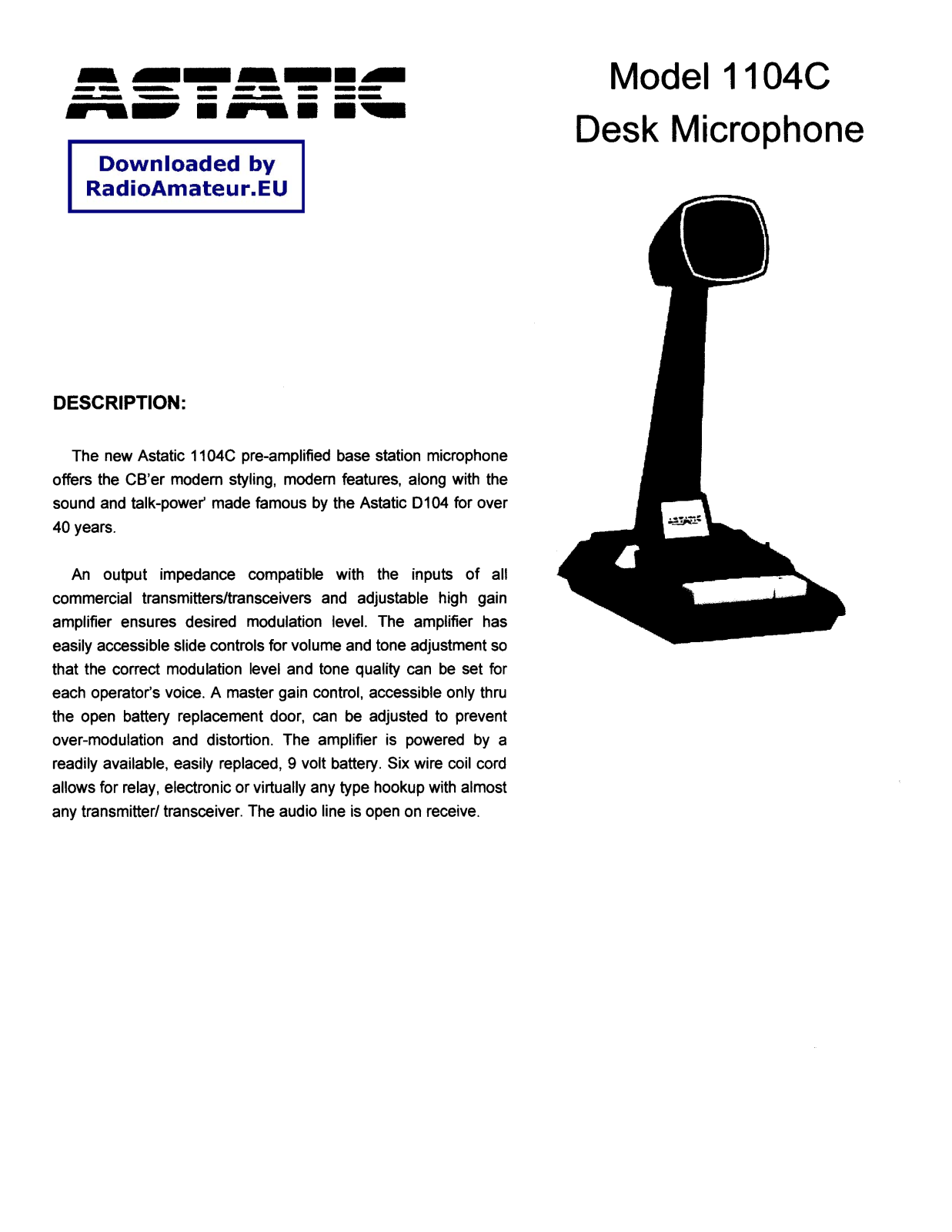 Astatic 1104C User guide - ManualMachine.com