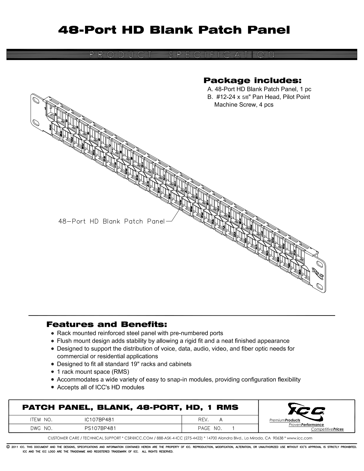 ICC IC107BP481 Specsheet