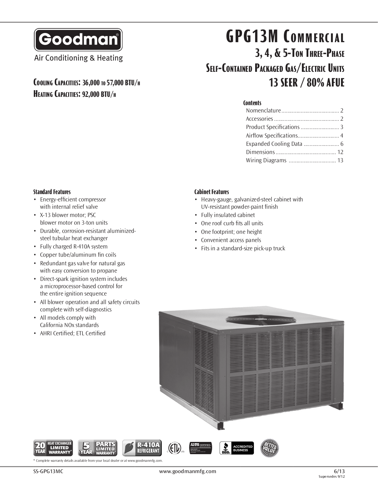 Goodman Mfg GPG13M User Manual