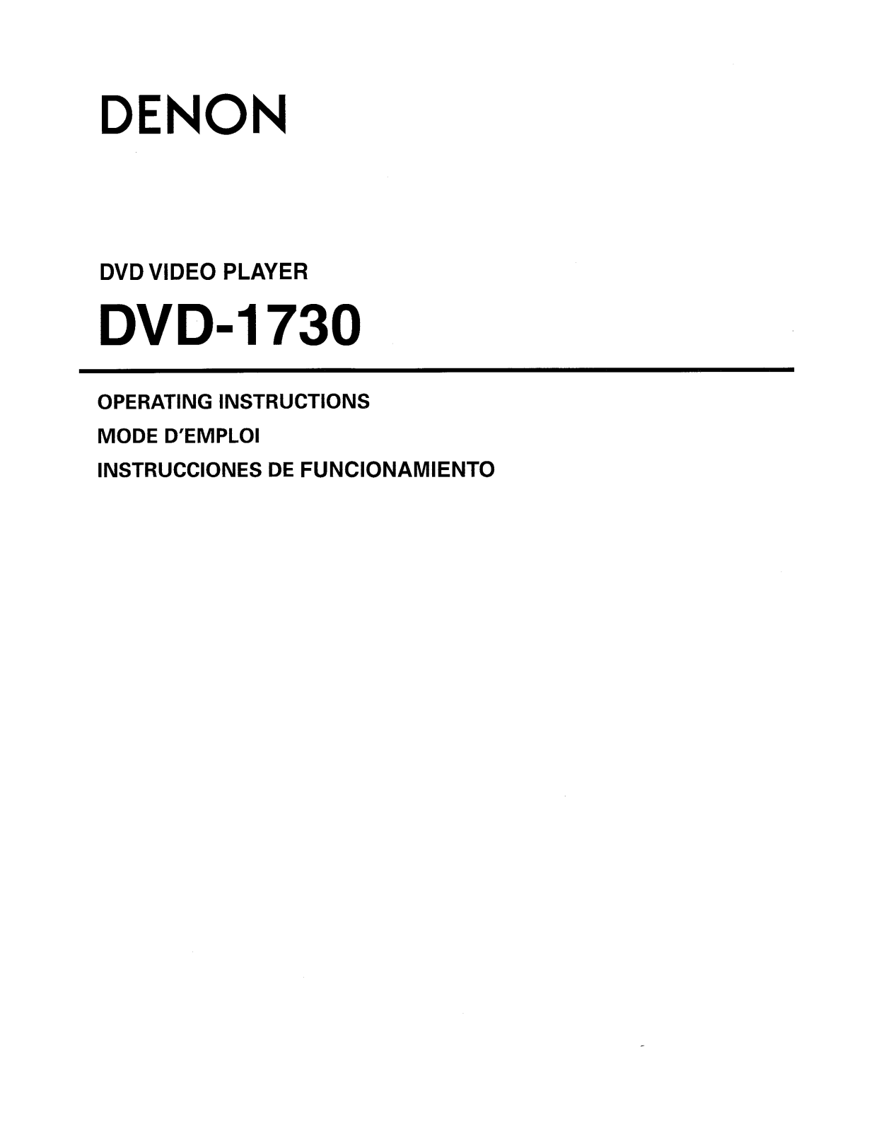 Denon 1730, DVD-1730 Operating Instructions Manual