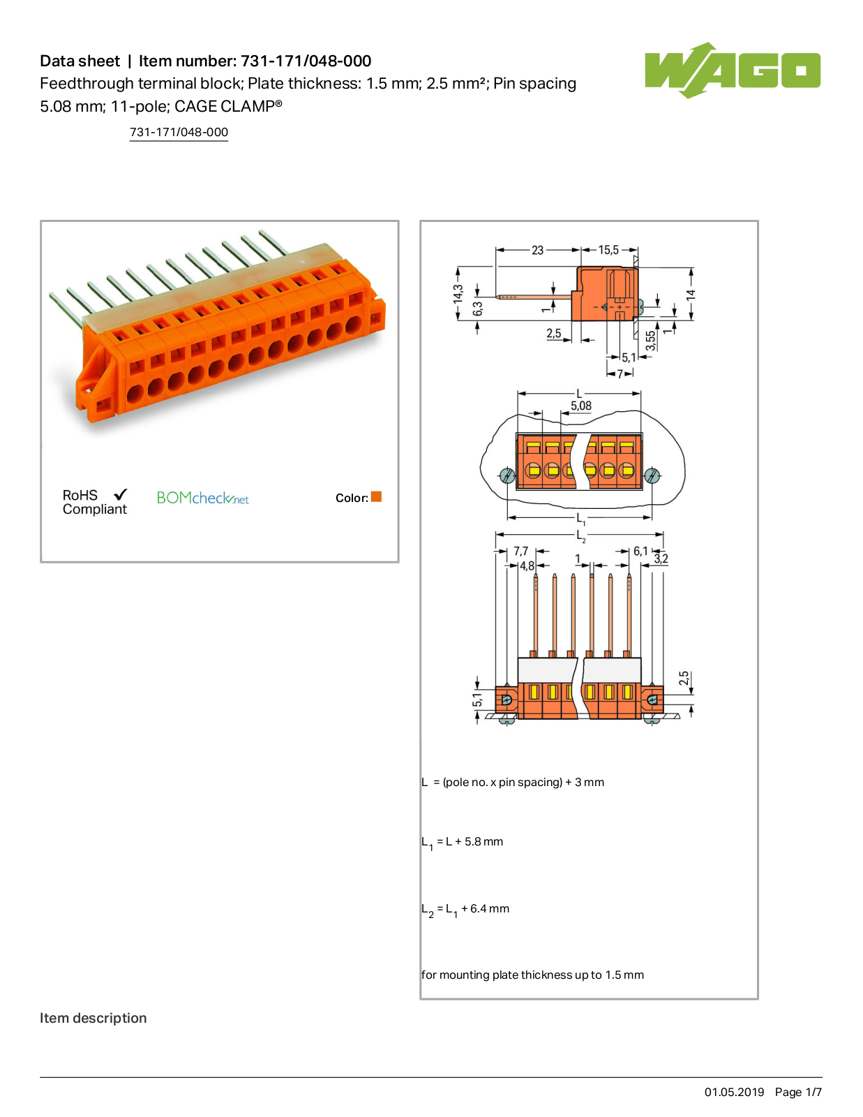 Wago 731-171/048-000 Data Sheet