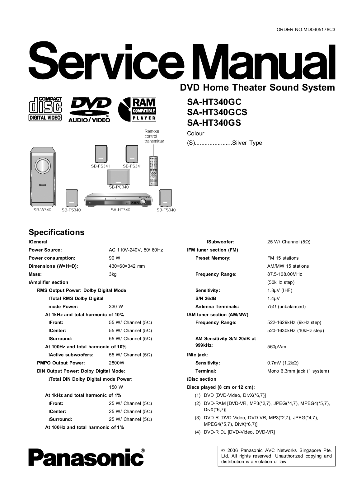 Technics SA-HT340-GC Service Manual