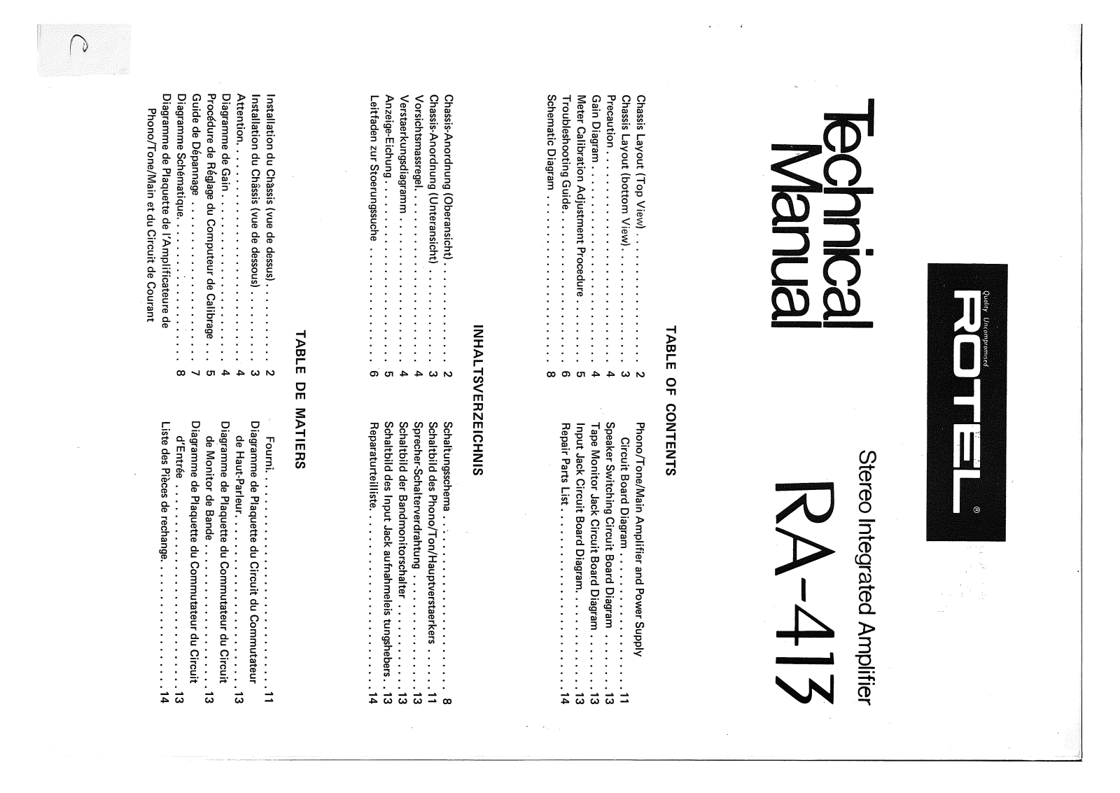 Rotel RA-413 Service manual