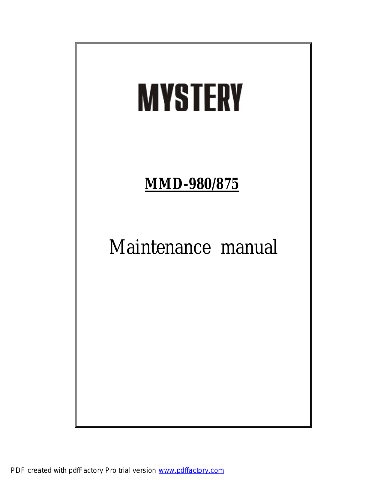 Mystery MMD-980, MMD-875 Service manual