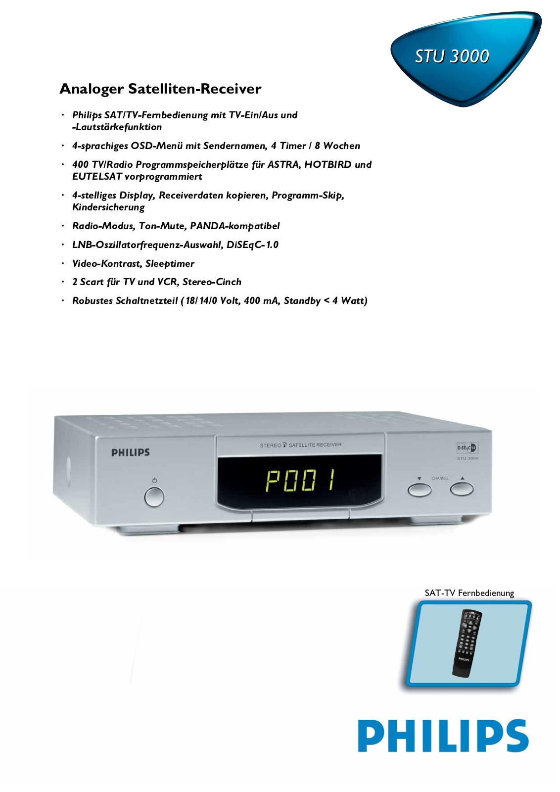 Philips DE-STU3000 data sheet - ManualMachine.com