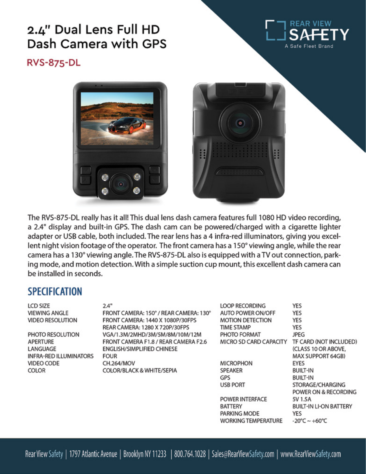 RVS Systems RVS-875-DL Specsheet