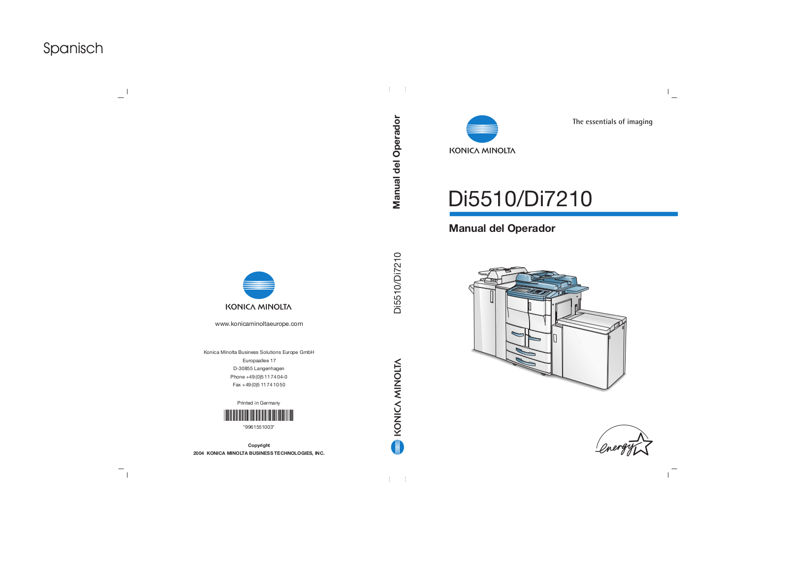 Konica minolta Di5510, Di7210 User Manual