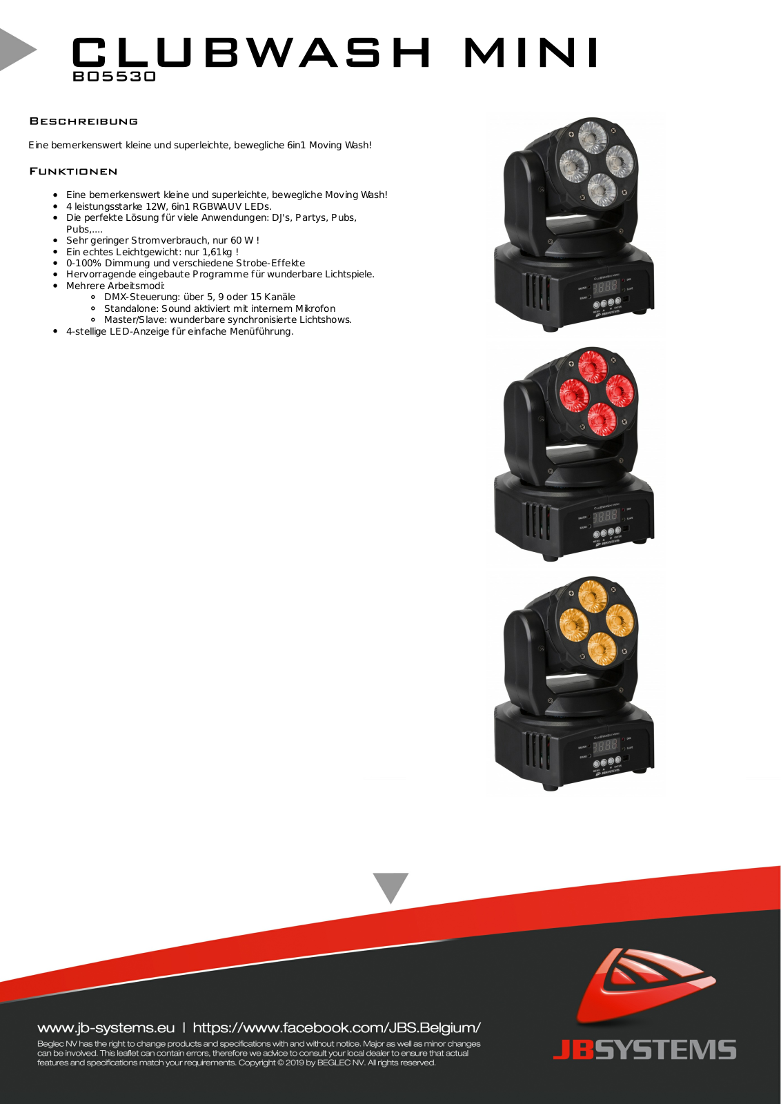 JB Systems Clubwash mini Technical data