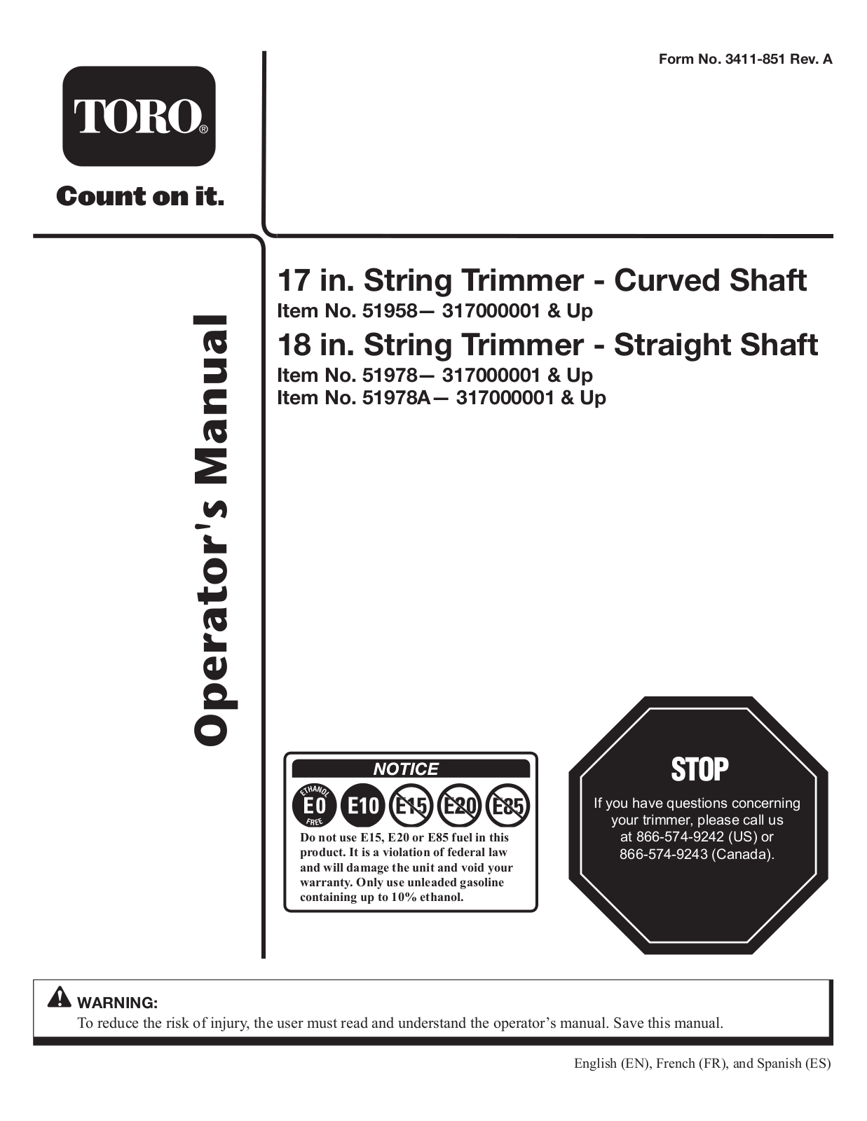 Toro 51958, 51978, 51978A Operator's Manual