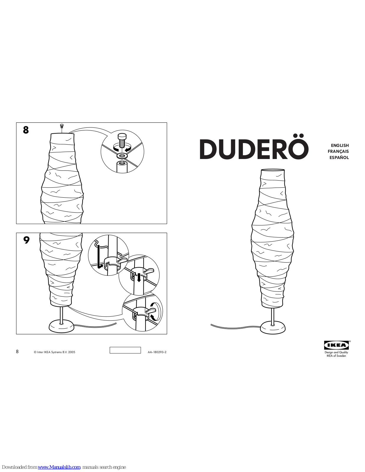 IKEA DUDERO AA-180293-2, DUDERO Assembly Instructions Manual