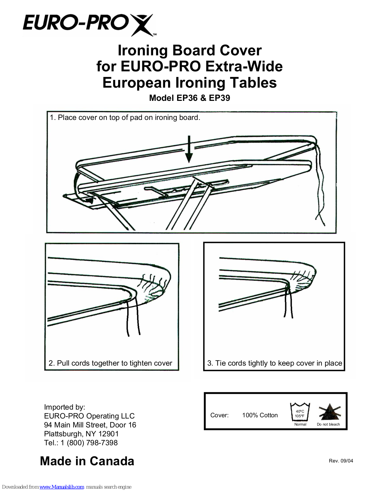 Euro-Pro EUROPEAN EP36, EP39 User Manual