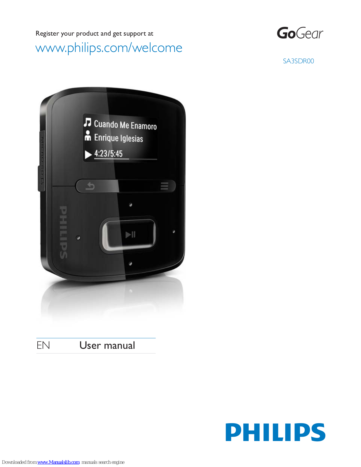 Philips SA3SDR00DN/02, GoGear SA3SDR00 User Manual