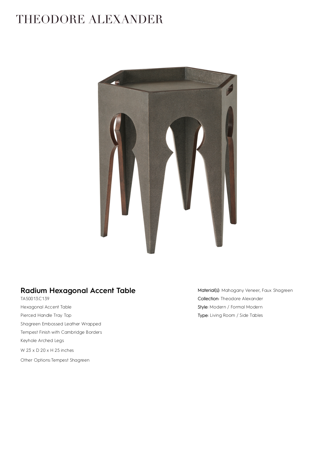 Theodore Alexander FPLJ3872 Specifications - ManualMachine.com