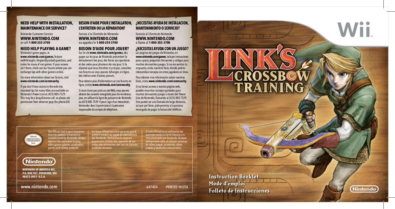 NINTENDO Wii Link's Crossbow Training User Manual