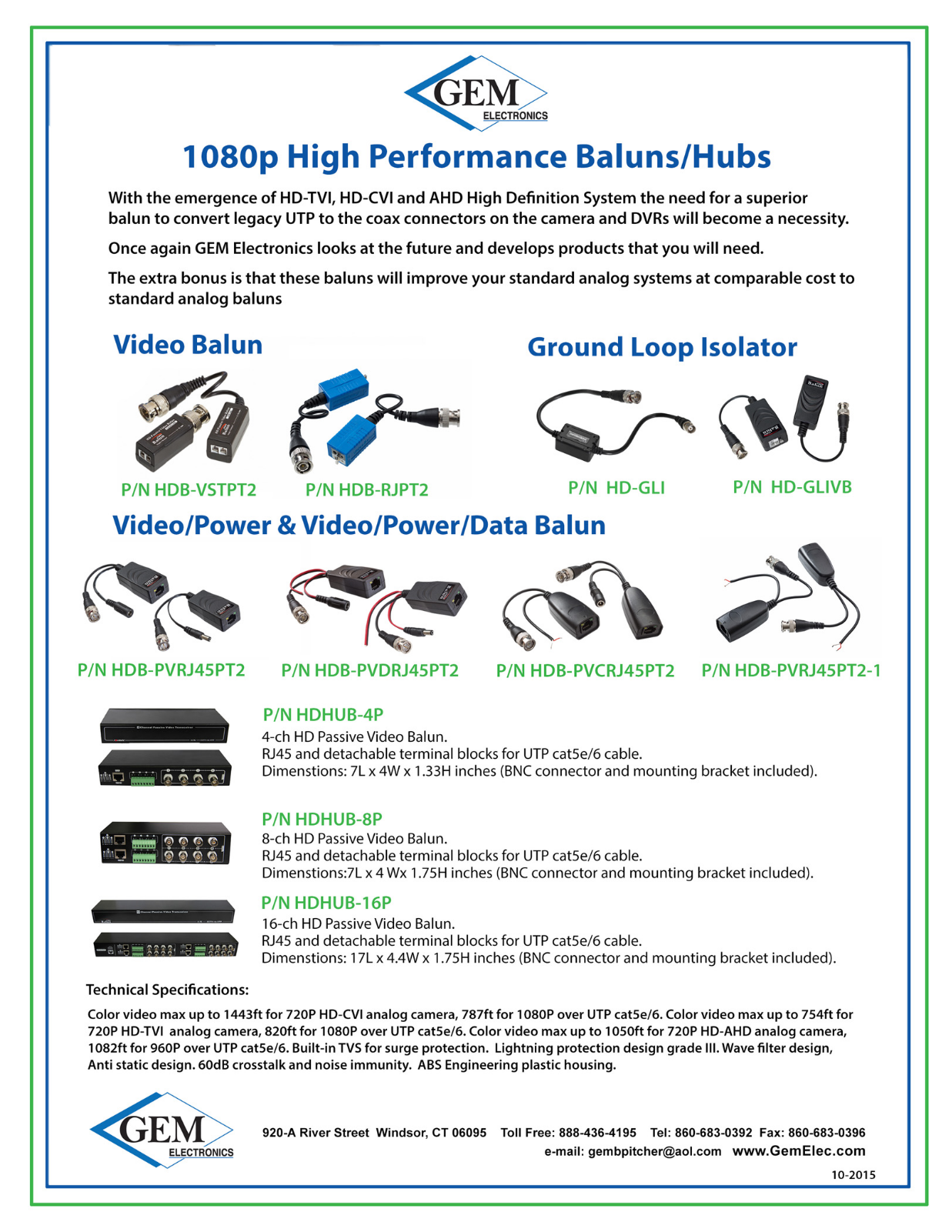 GEM HDHUB-16PVP, HDHUB-4PVP, HDHUB-8PVP, HD-1POC User Manual