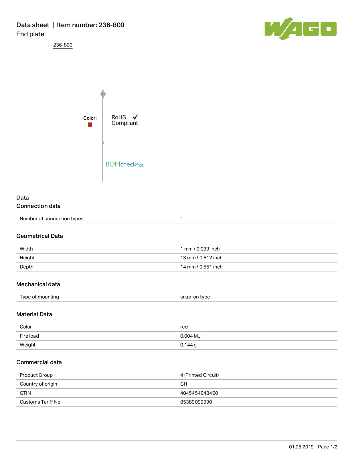 Wago 236-800 Data Sheet