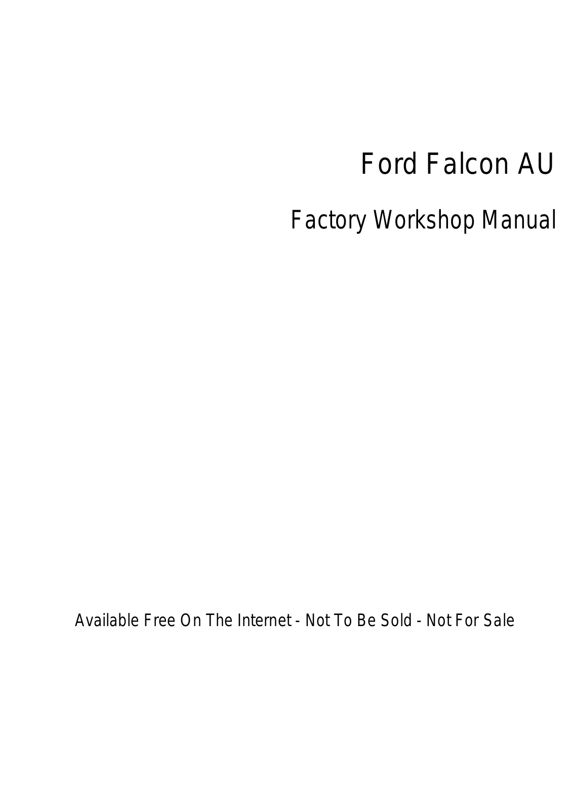 Ford Falcon 2002, Falcon 2001, Falcon 1998, Falcon 2000, Falcon 1999 User Manual