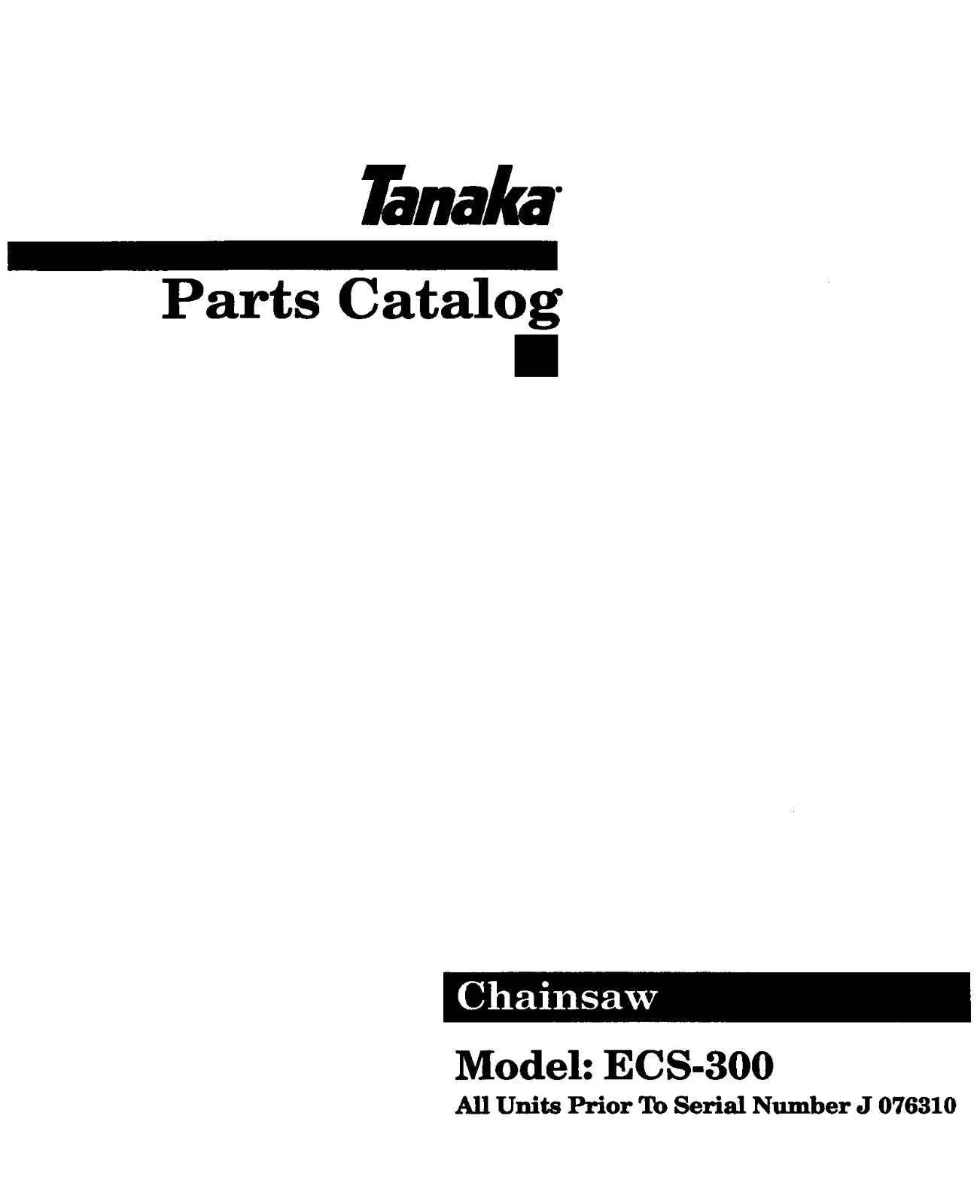 Tanaka ECS-300 User Manual