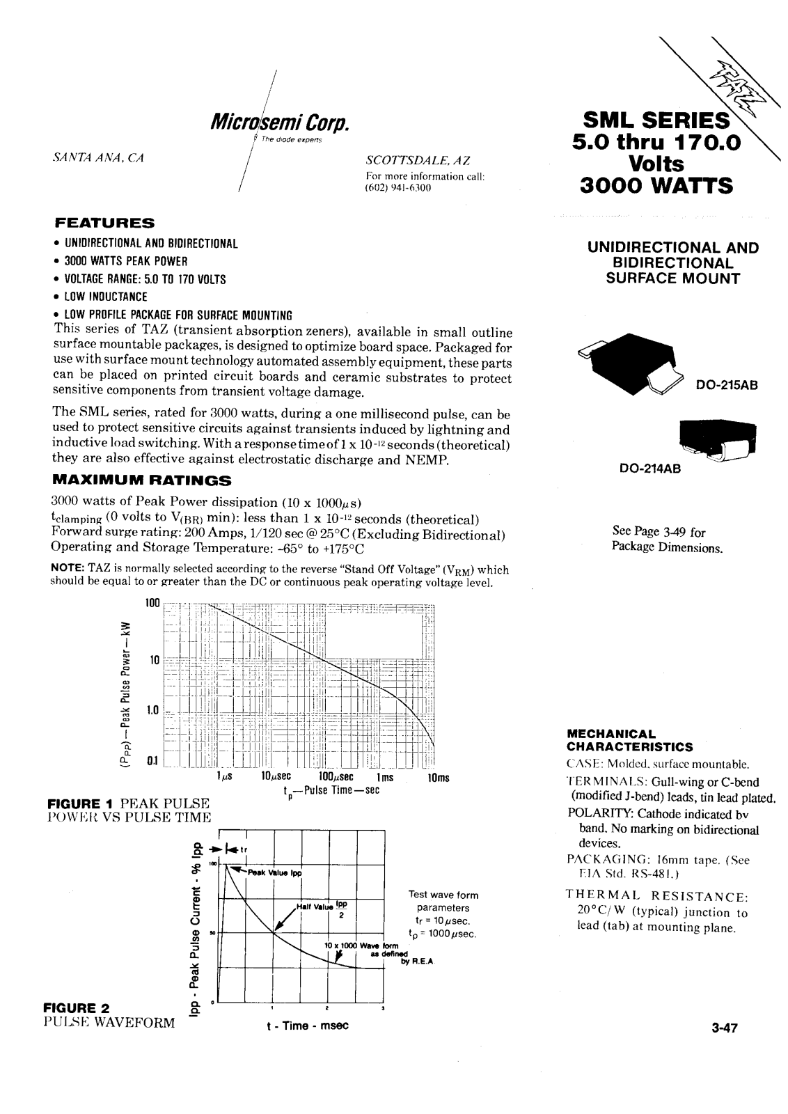 Microsemi Corporation SMLG100C, SMLG100CA, SMLG10A, SMLG10C, SMLG10CA Datasheet