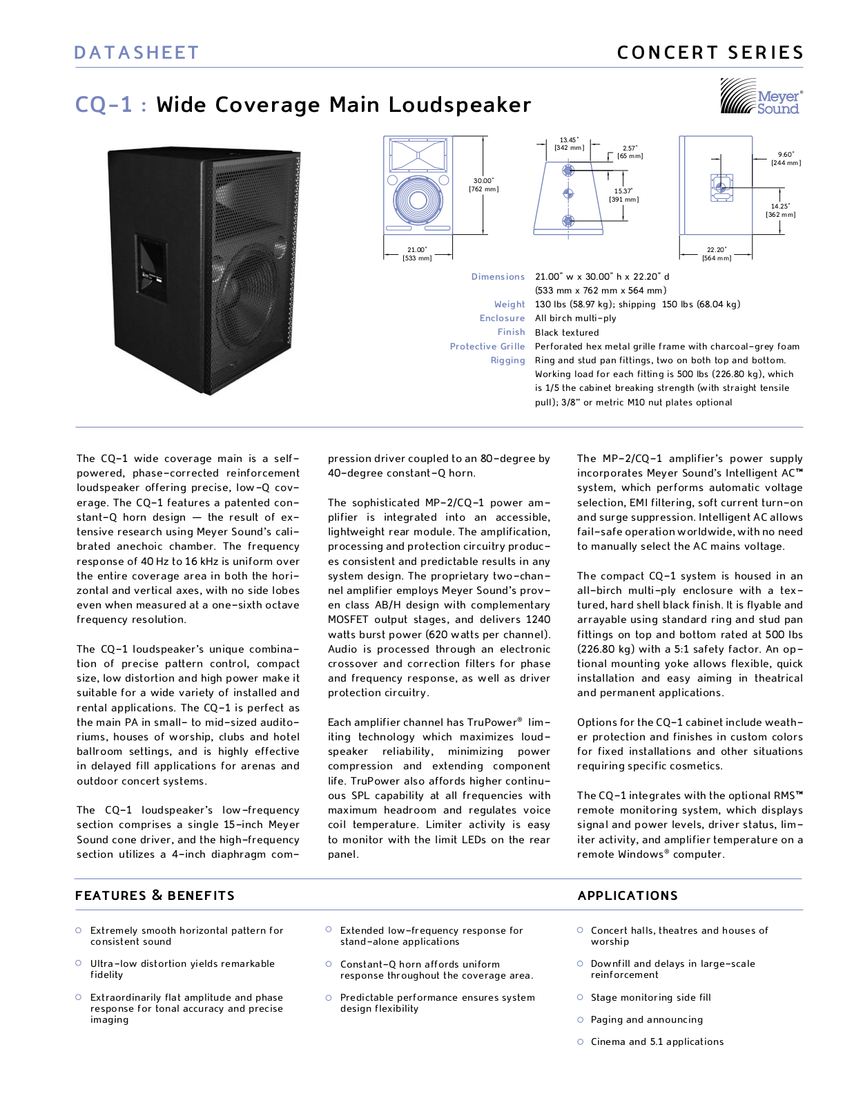 Meyer Sound CQ-1 User Manual