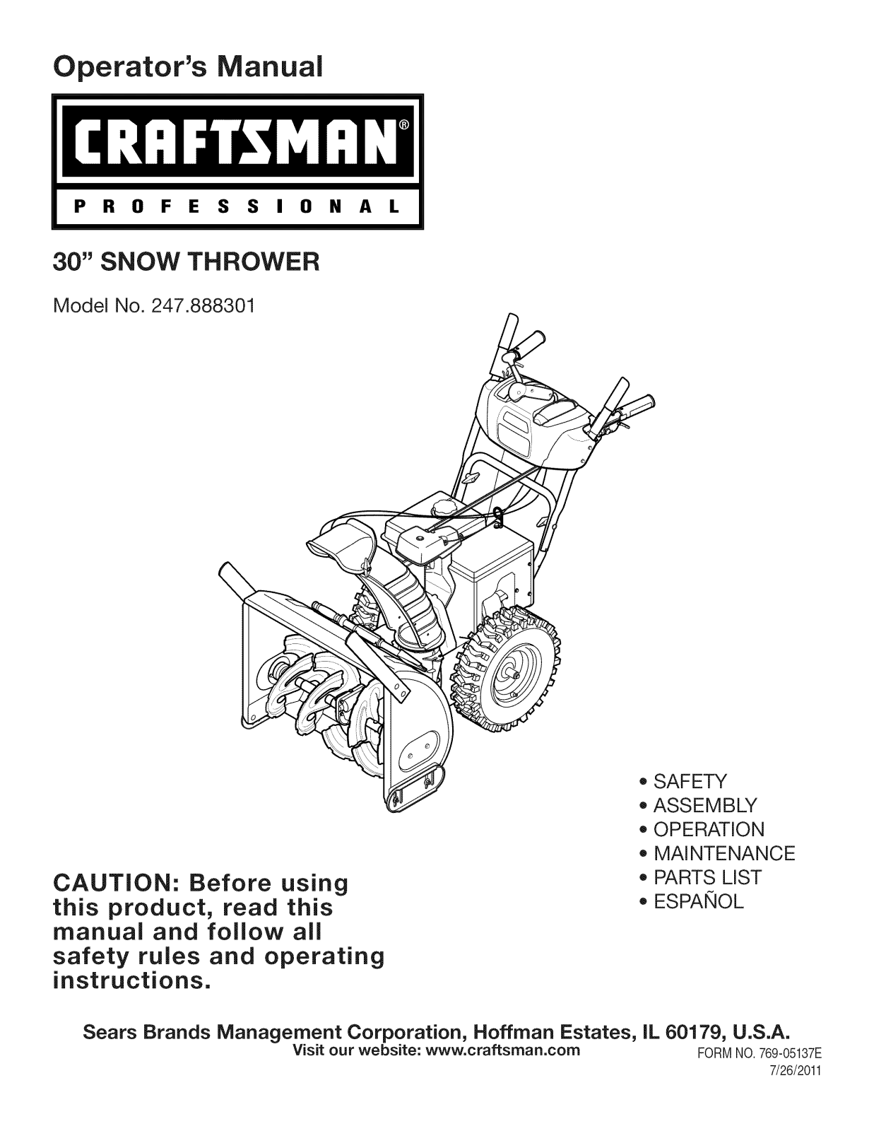 Craftsman 247.888301 User Manual