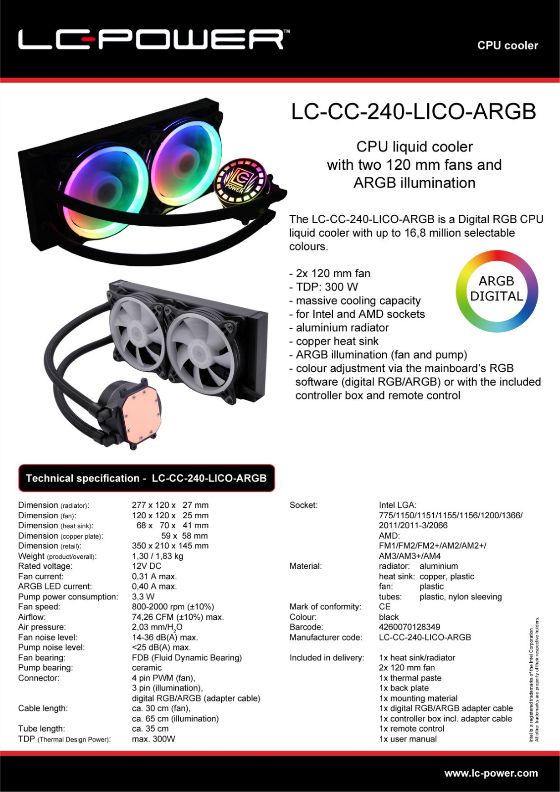 LC-Power LC-CC-240-LiCo-ARGB User Manual