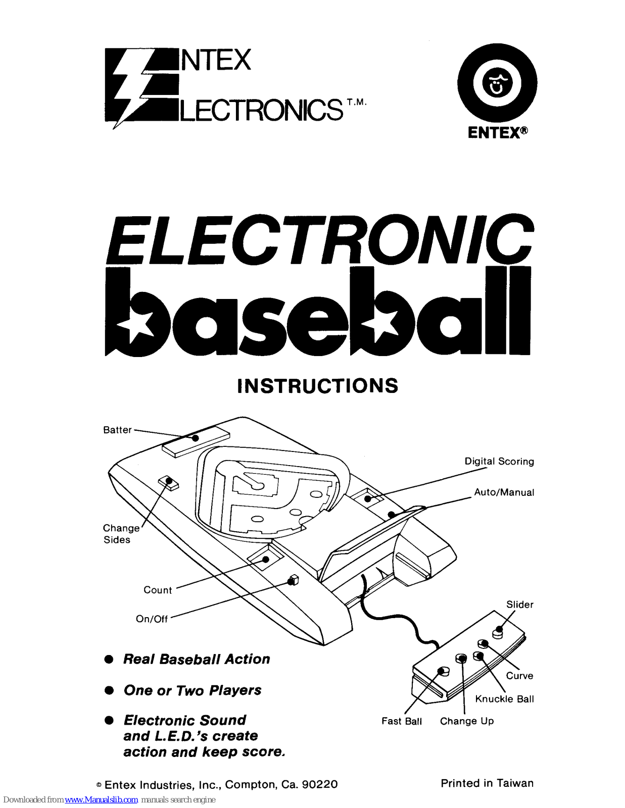 Entex Electronic Baseball, Defender 6088 Instructions Manual - ManualMachine.com