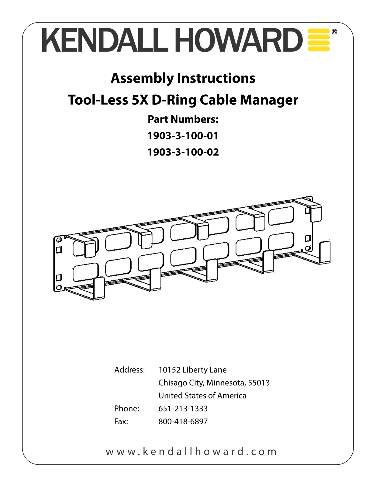 Kendall Howard 1903-3-100-0x User Manual