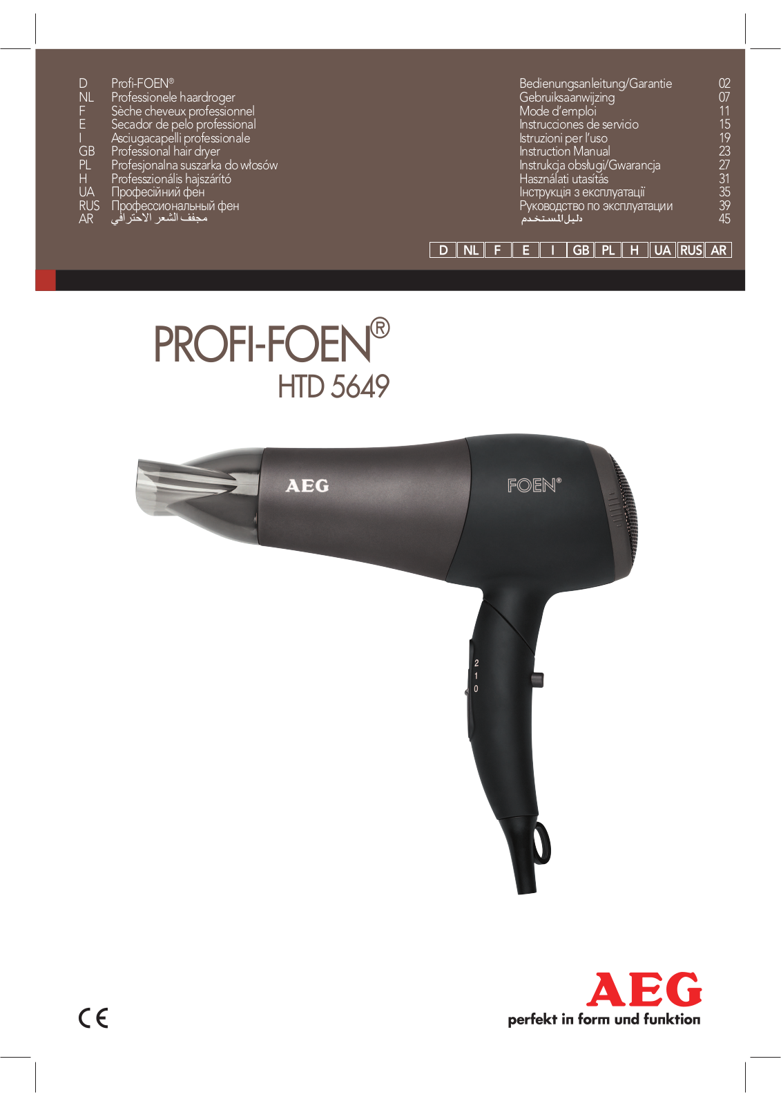 AEG HTD 5649 Profi-Foen User Manual