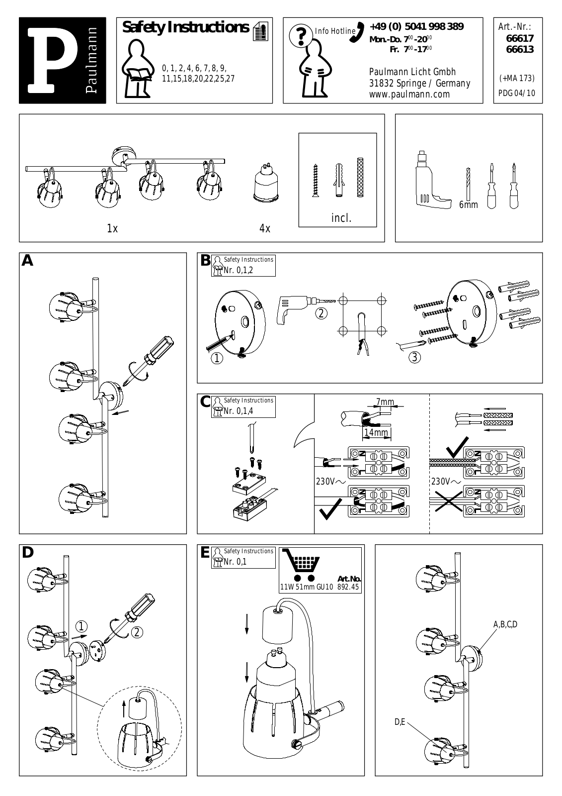 Paulmann 66613, 66617 Safety instructions - ManualMachine.com