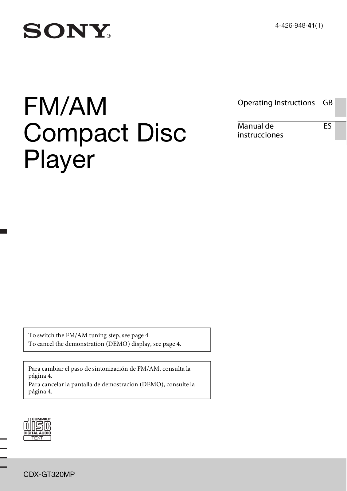 Sony CDX-GT320MP User Manual