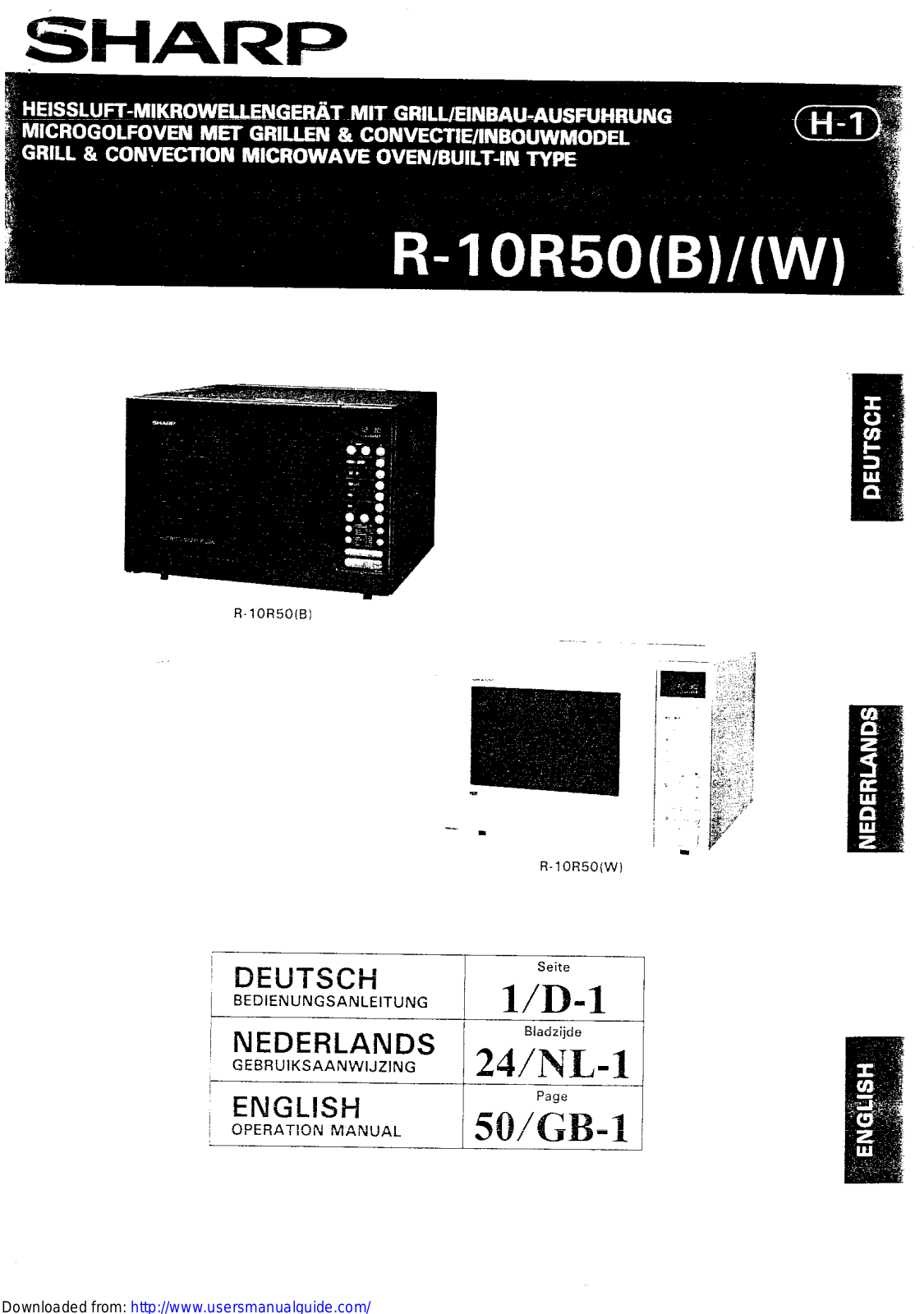 SHARP R-10R50 User Manual