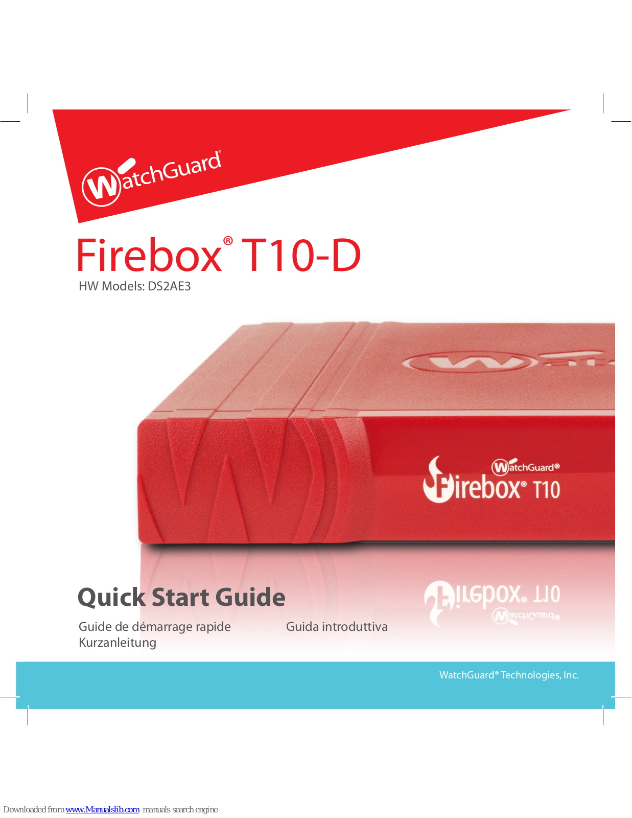 Watchguard Firebox T10-D, DS2AE3 Quick Start Manual