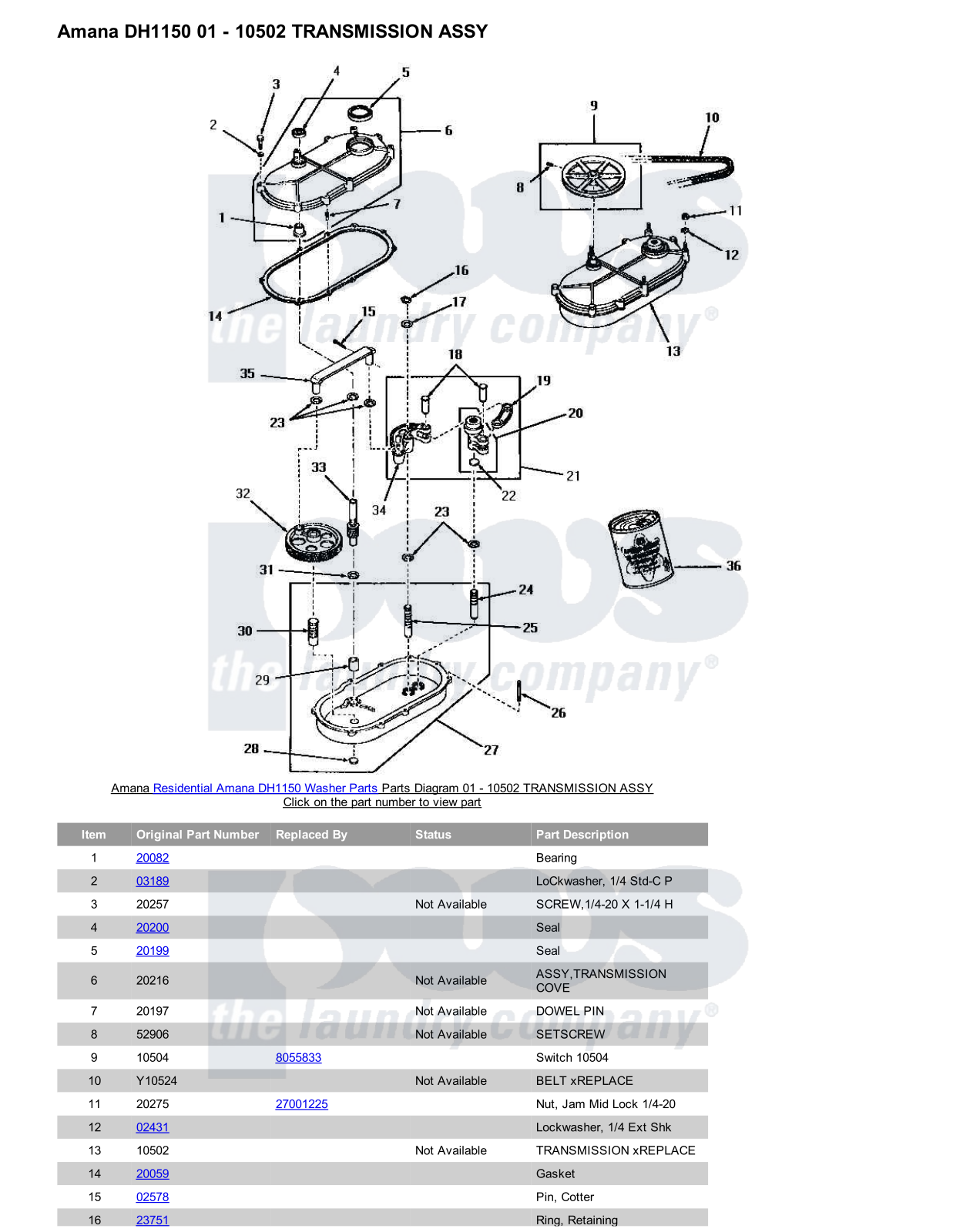 Amana DH1150 Parts Diagram