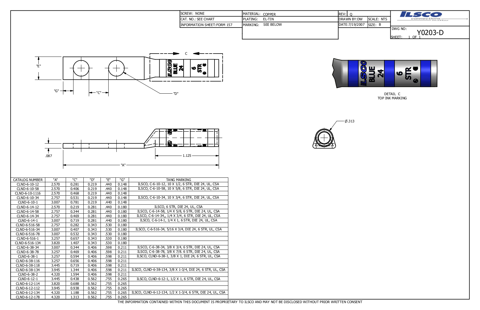 Ilsco CLND-6-12-1 Data sheet