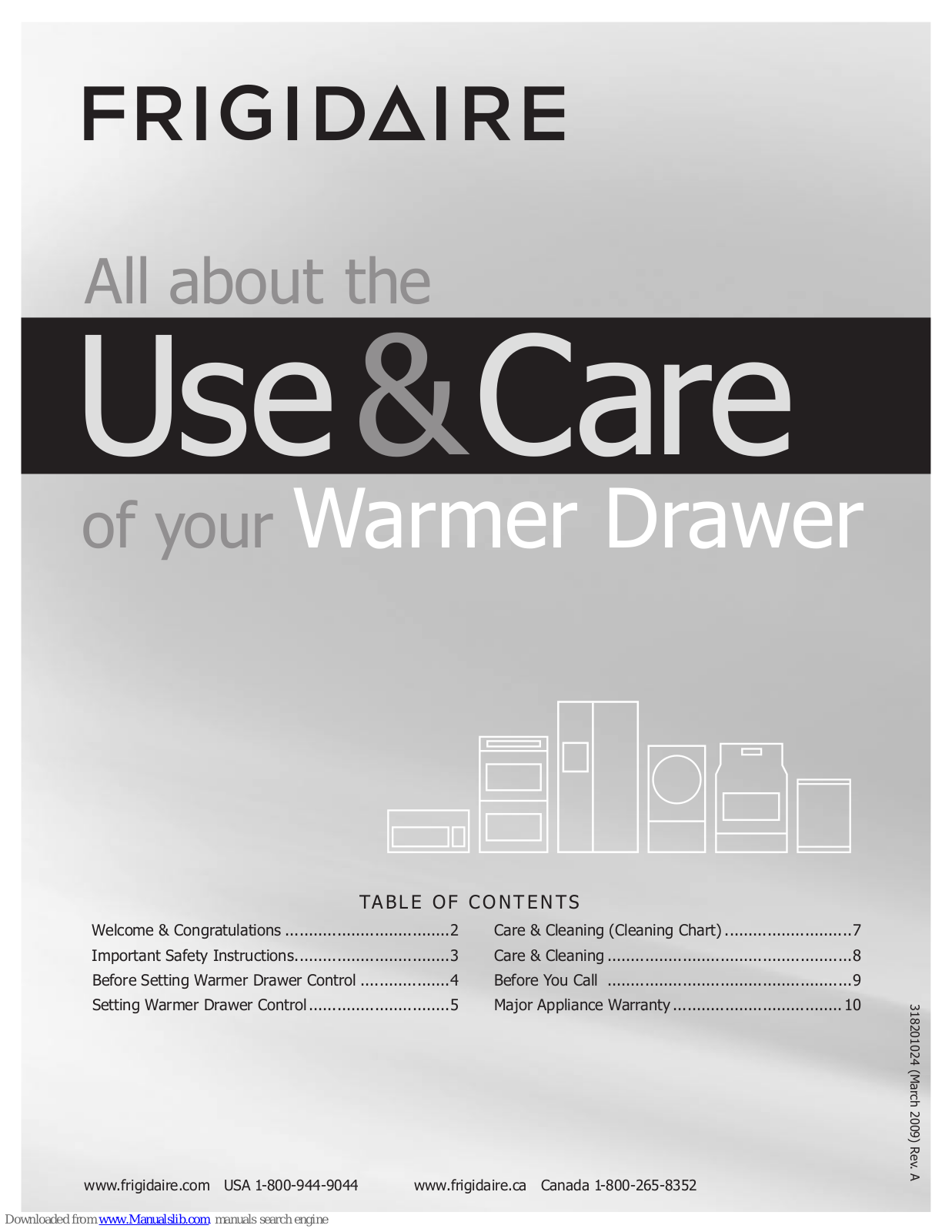 Frigidaire Warmer Drawer Use & Care Manual