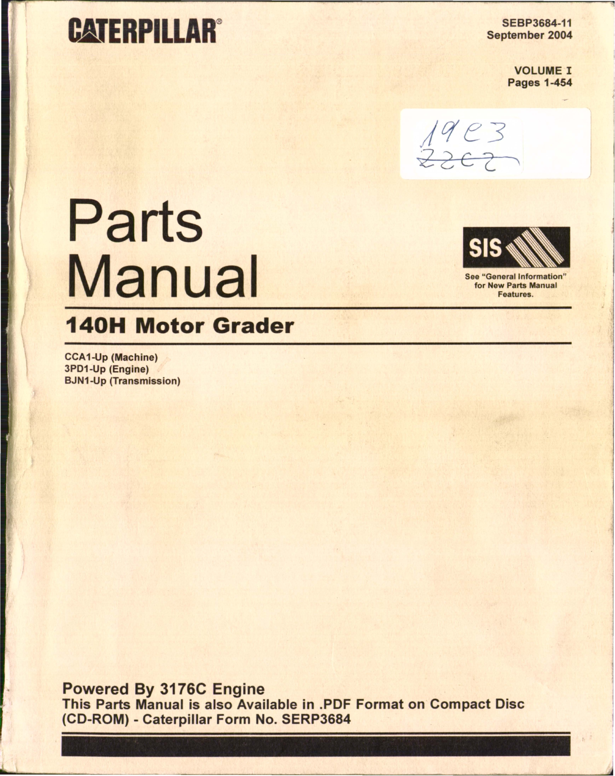 CAT 140 H Parts Manual