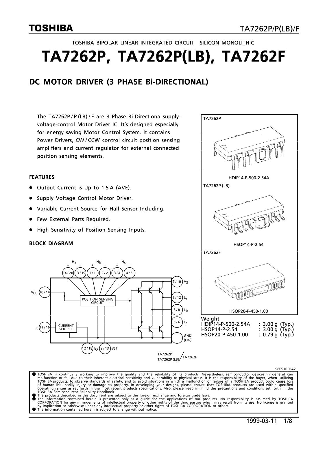 Datasheet TA7262P Specification - ManualMachine.com