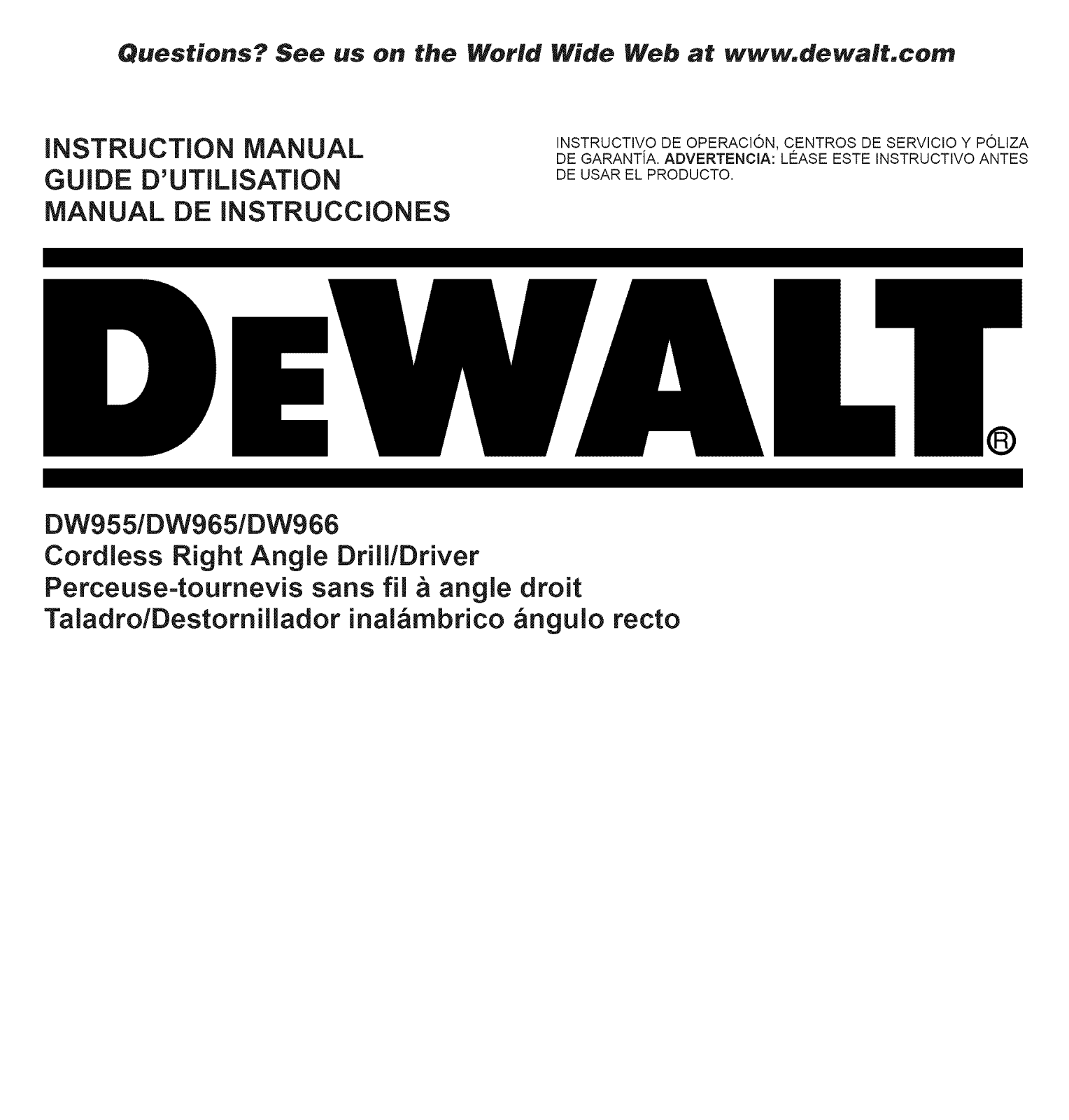 DeWalt DW960K-2 TYPE1 Owner’s Manual