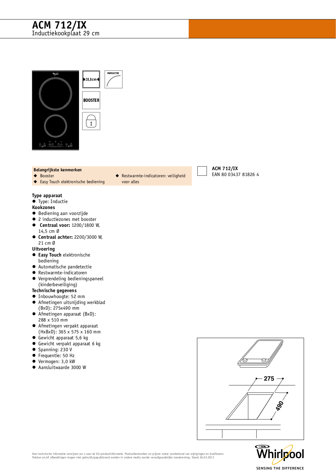 Whirlpool ACM 712/IX PROGRAM CHART