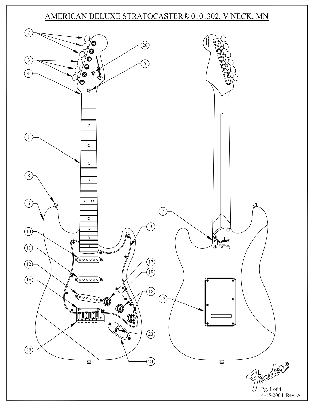 Fender American-Deluxe-Stratocaster-V-Neck Service Manual