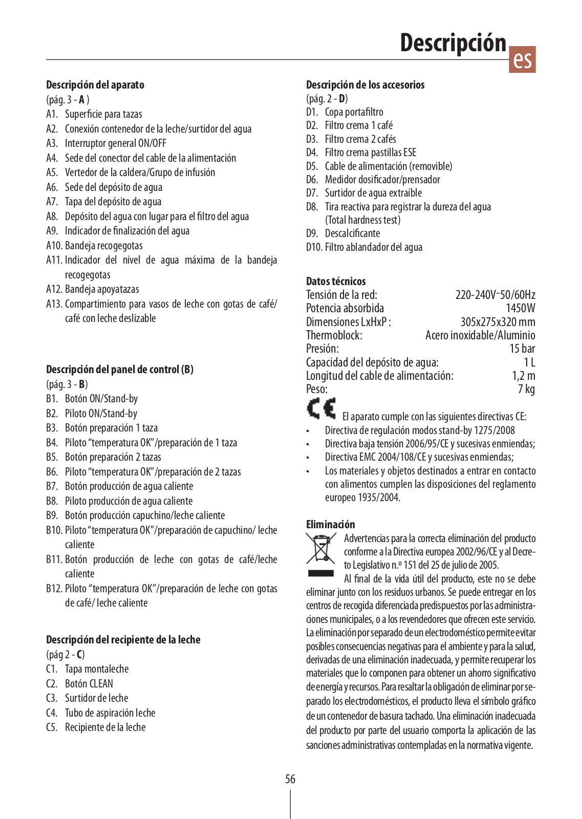 Delonghi EC850.M Instruction manuals