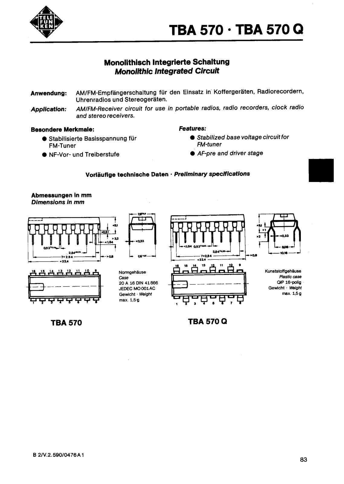 Datasheet TBA570 Specification - ManualMachine.com