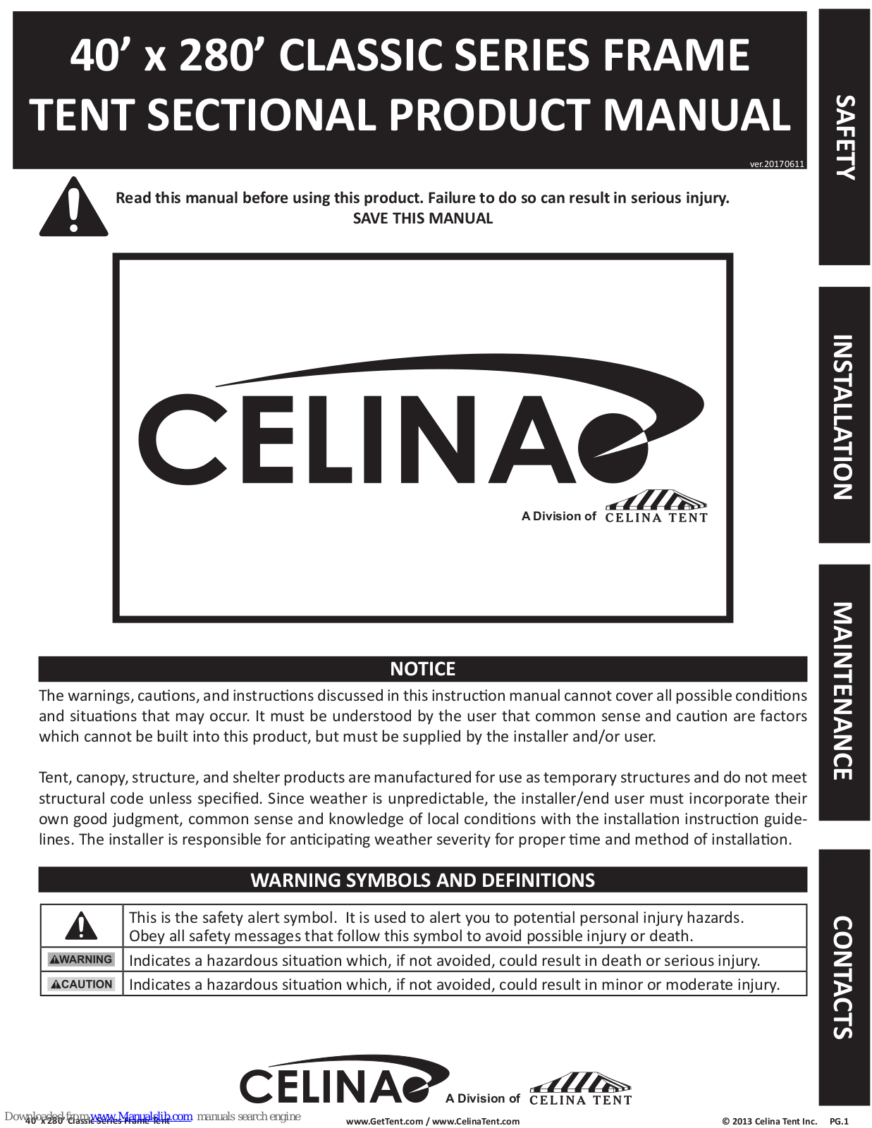 Celina CLASSIC SERIES FRAME Product Manual - ManualMachine.com