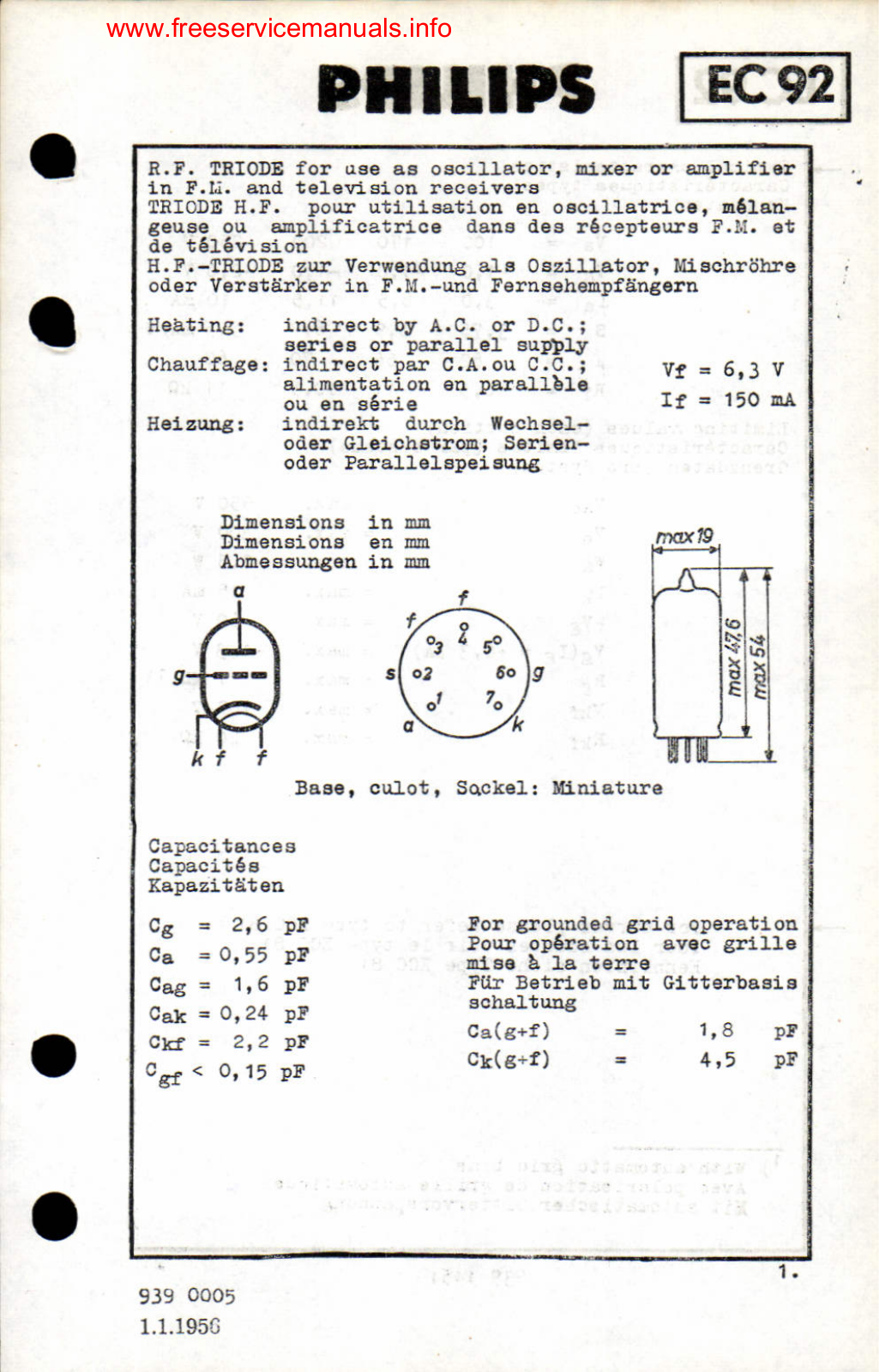 Philips ec92 DATASHEETS